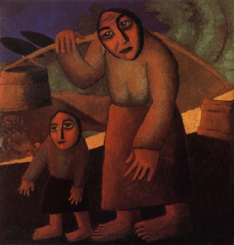 Kasimir Malevich The Woman and child Pick up the water pail